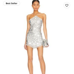 NWT Lovers and friends Quinn Embelished Mini dress in silver!
